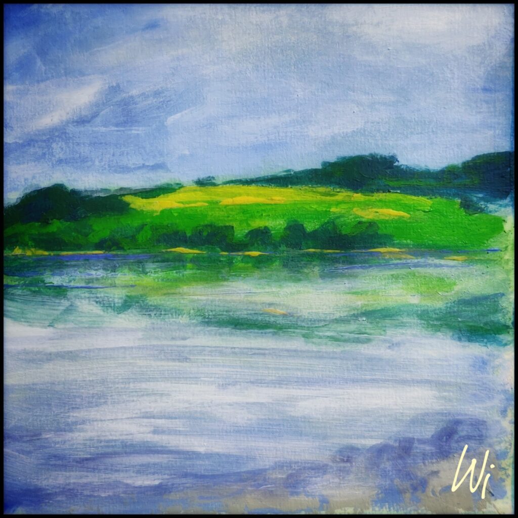 Listersee, Acryl auf Papier, 15x15 cm