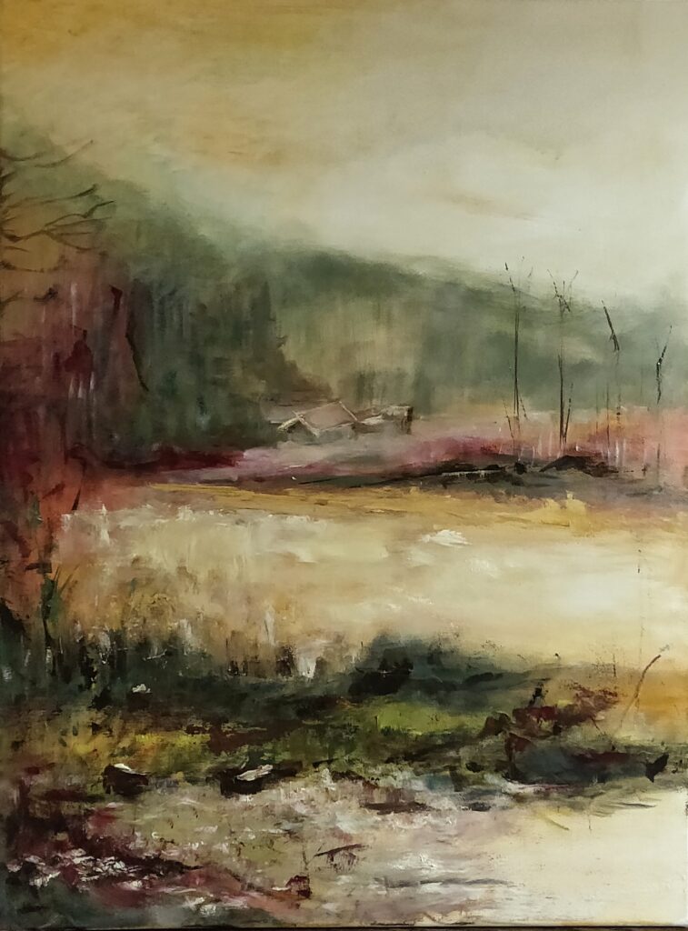 Landschaft, Acryl und Öl auf Leinwand, 80x60 cm