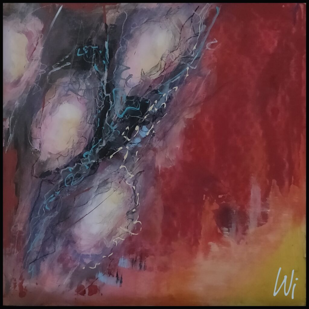 Kokon, abstrakt, Acryl auf Wabenpappe, 30x30 cm